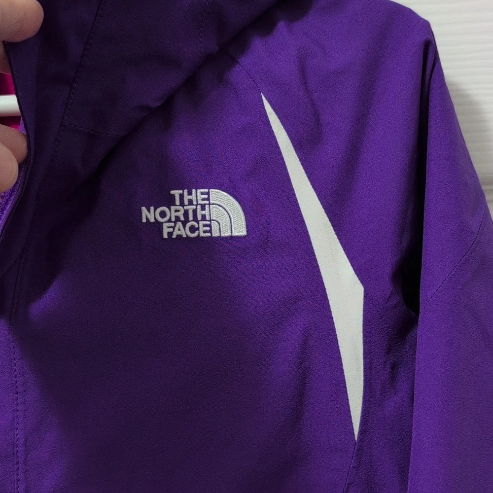 North Face Kids' Purple Raincoat/Ski Jacket with Pink/White Highlights - Picture 7 of 9